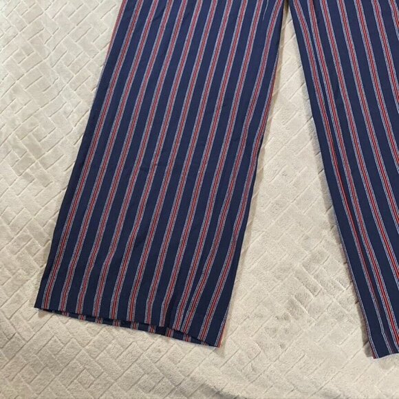 Michael Kors Womens Large Pants Blue Red Striped Relaxed Wide Leg Patriotic - Picture 3 of 12